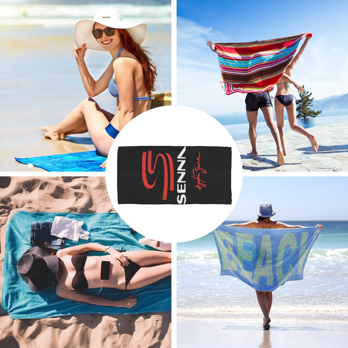 Amazon.co.jp: ビーチタオル アイルトン セナ Ayrton Senna 大判