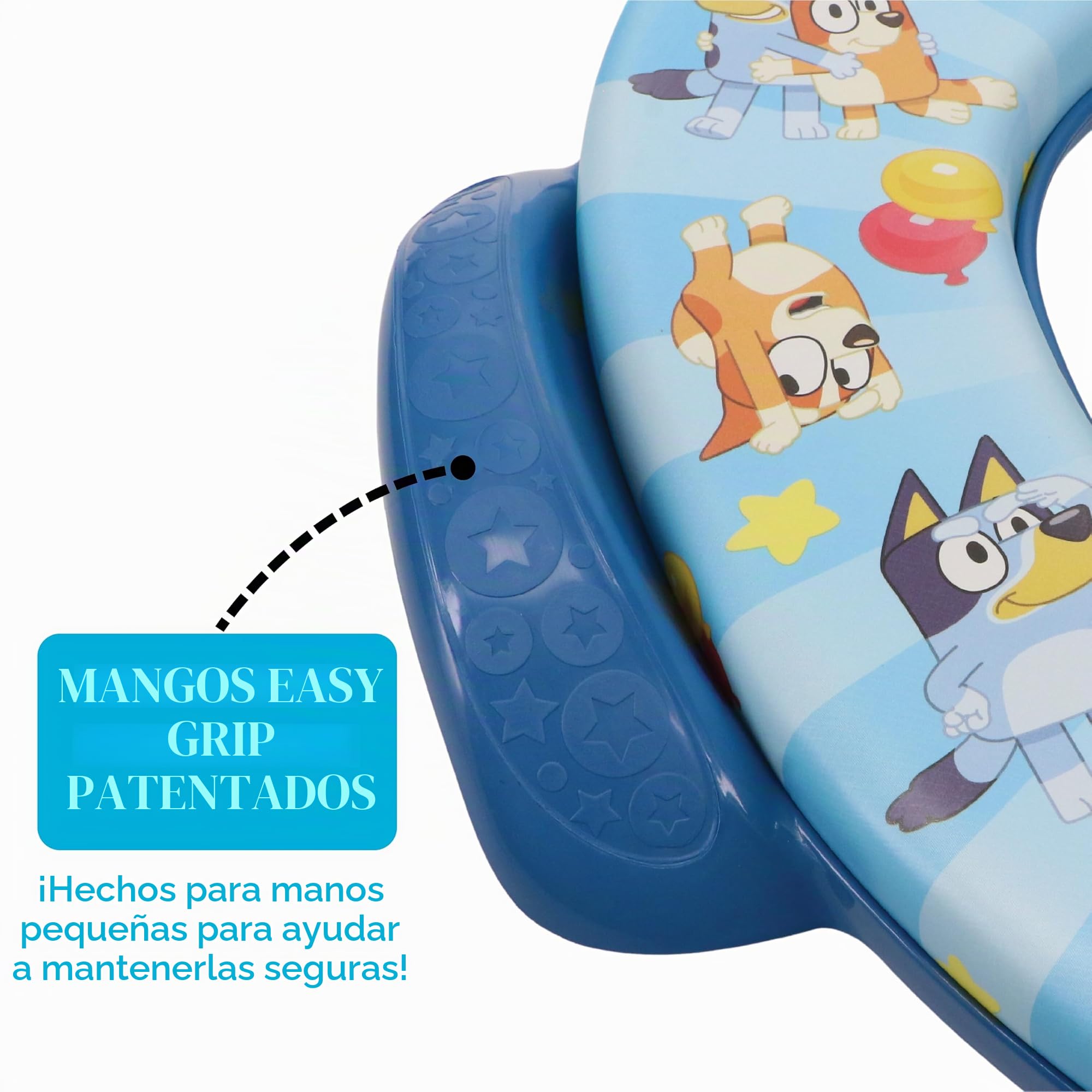 Bluey - Asiento de inodoro suave para entrenamiento de orinal, cojín suave, entrenamiento para orinal de bebé, seguro, fácil de limpiar