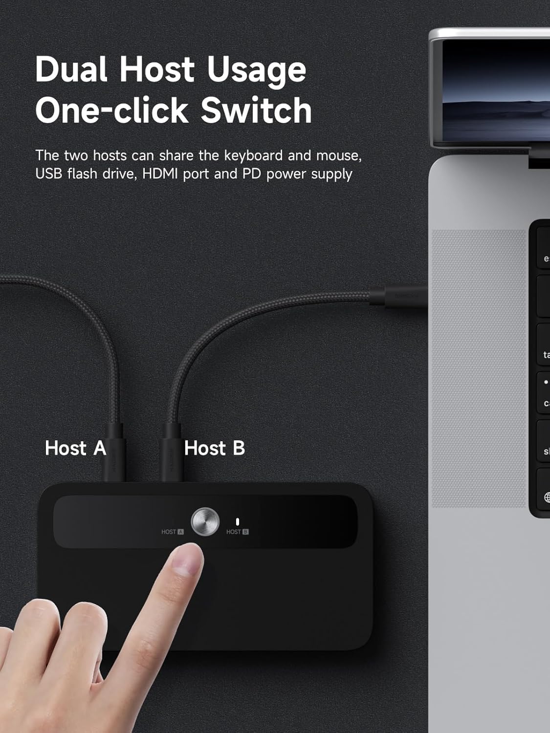 Hagibis KVM Switch 1 Monitor 2 Computers with 100W PD, 4K@120Hz HDMI, USB-C KVM Switcher Hub Sharing Monitor Keyboard Mouse Printer Scanner for Switch2 macOS Windows Linux