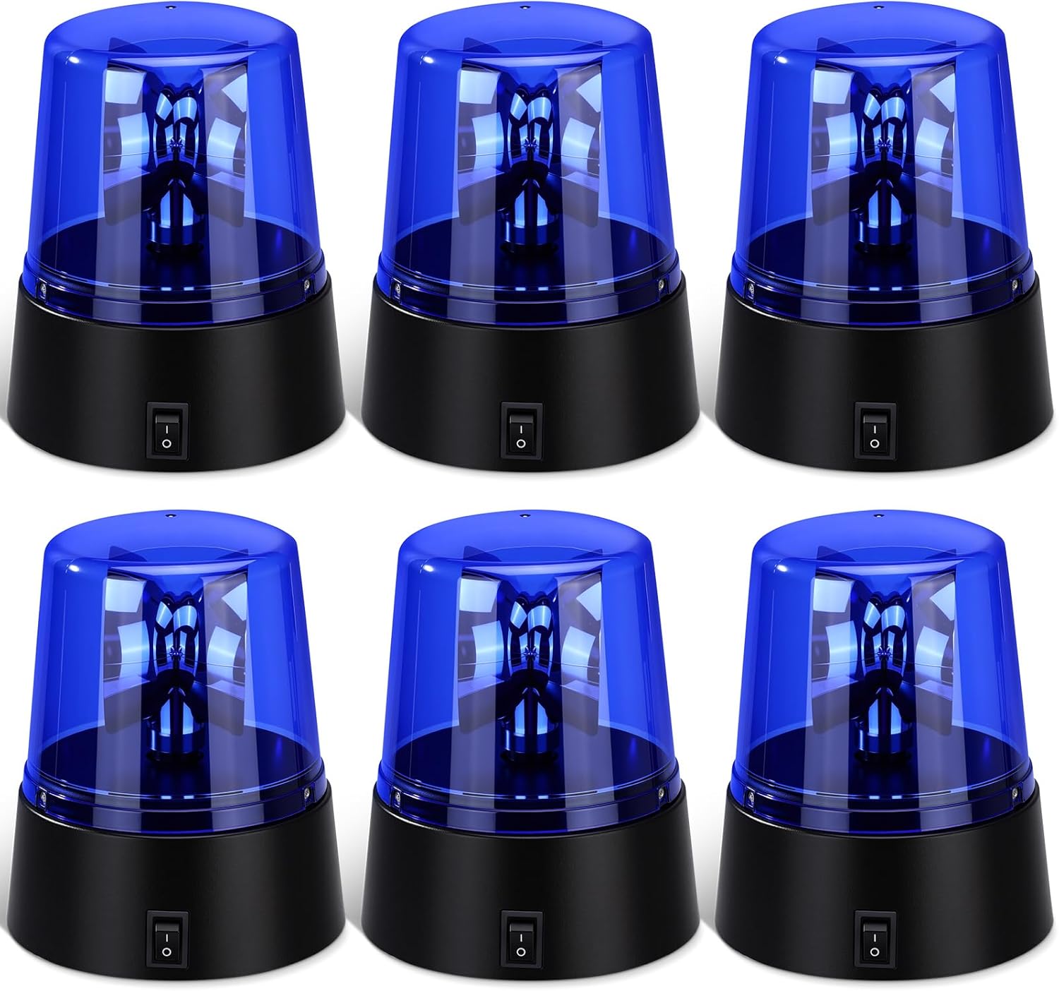 6 Pcs LED Strobe Light, Battery Powered 360 Degree Rotating Flashing Light, Emergency Police Siren Lamp for DJ Party Stage, Haunted House, Hockey Goal Decorations & Events(Red)