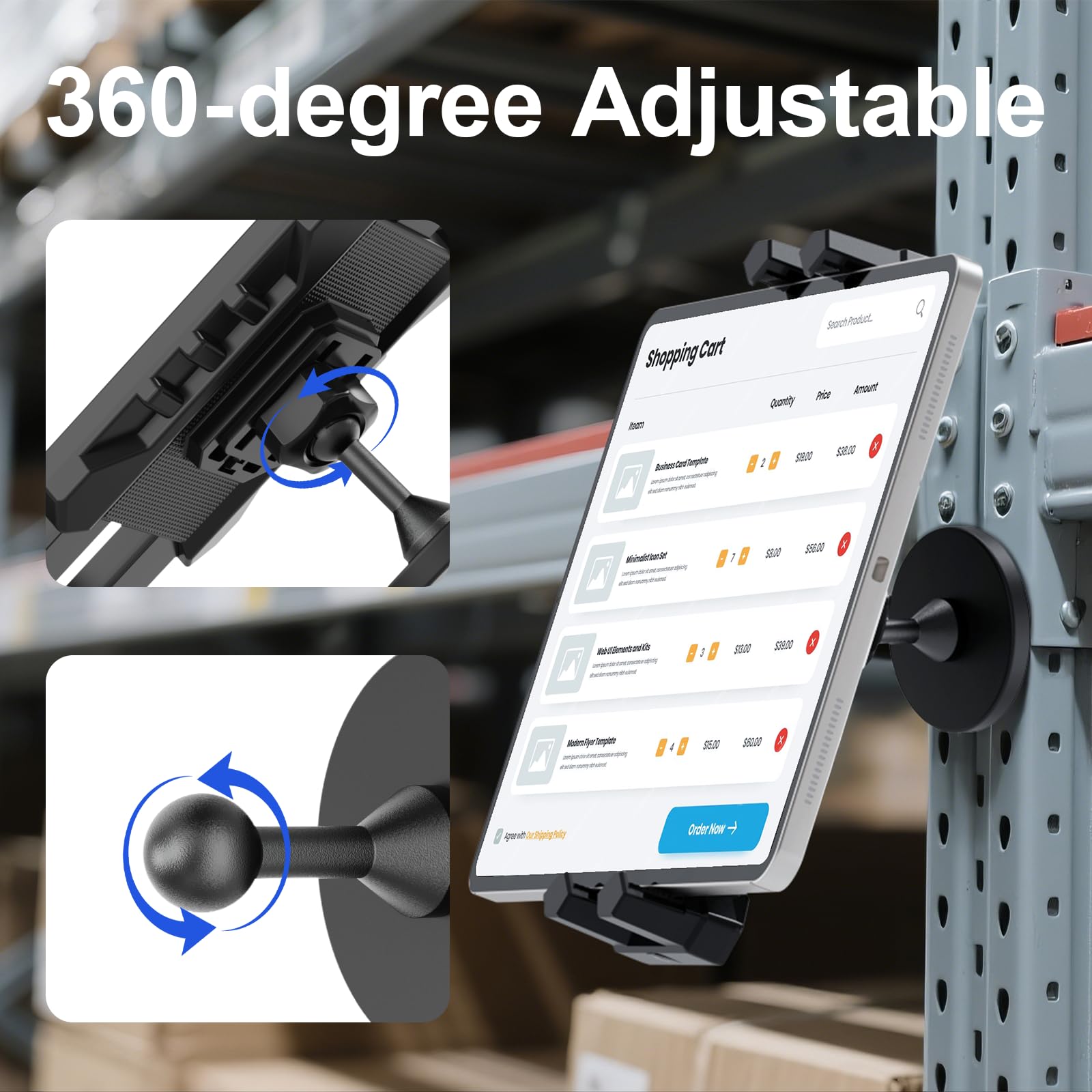 Support Magnétique Tablette Bras Métal Réglable Pour Réfrigérateur Gym Armoire - 4,7 à 12,9"