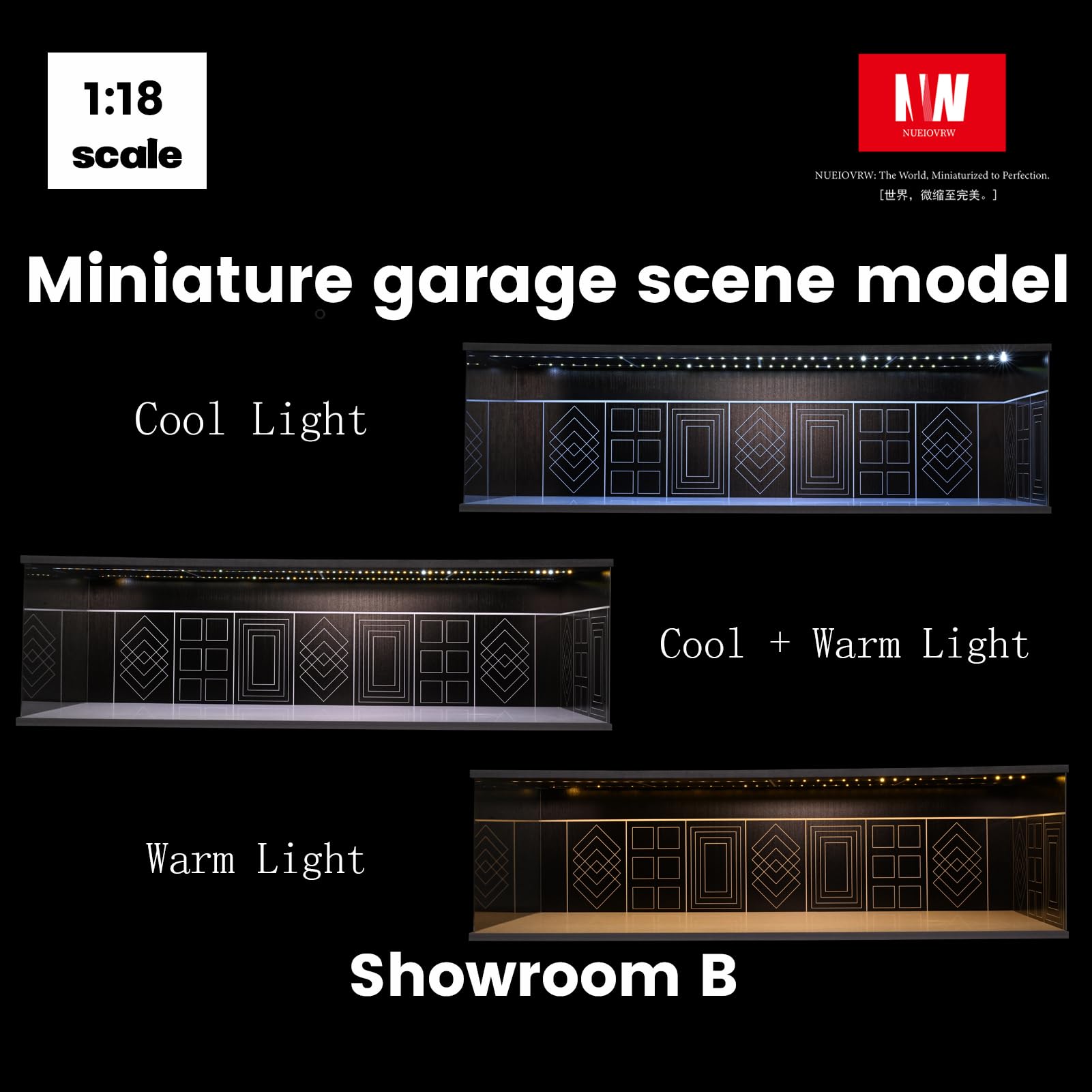 Amazon.co.jp: NUEIOVRW 1/64 1/43 1/18 ジオラマ ガレージ 3色調光LED