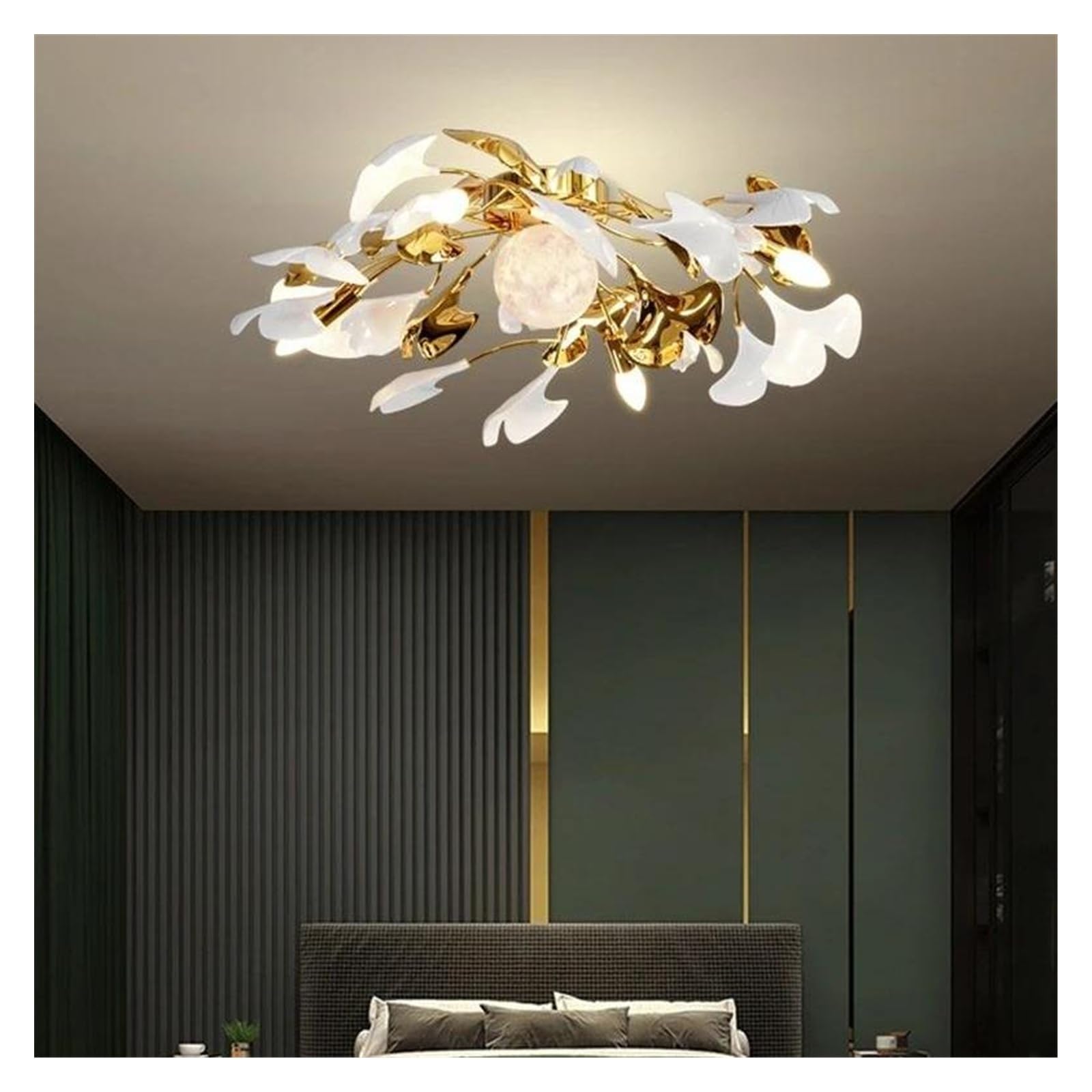 HYJAUSXB Chandelier, Modern Led Ceiling Chandelier Lamp Acrylic Ginkgo Leaf Metal Chandelies ht for Living Room Home Bedroom Decor
