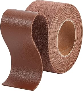 GORGECRAFT 37.5mm x 2m Lychee Grain Leather Strips Flat Leather Cord 1.7mm Thick Imitation Leather Strap Threads for DIY Crafts Guitar Belt Bracelets Jewelry Making Tooling Workshop, Saddle Brown