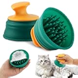 Axrivonte Cat Hair Brush,Cat Brush for Shedding Self Cleaning Shedding Brushes,Massage Brushes Deshedding and Hair Removal for Long and Short Haired Pets Cats(Green+Yellow,Size:8cm*9.5cm*9.5cm)