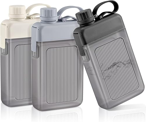 Amyhill 3 botellas de agua planas de 15 onzas A5 a prueba de fugas, botellas de notas cuadradas delgadas de plástico portátil para deportes al aire