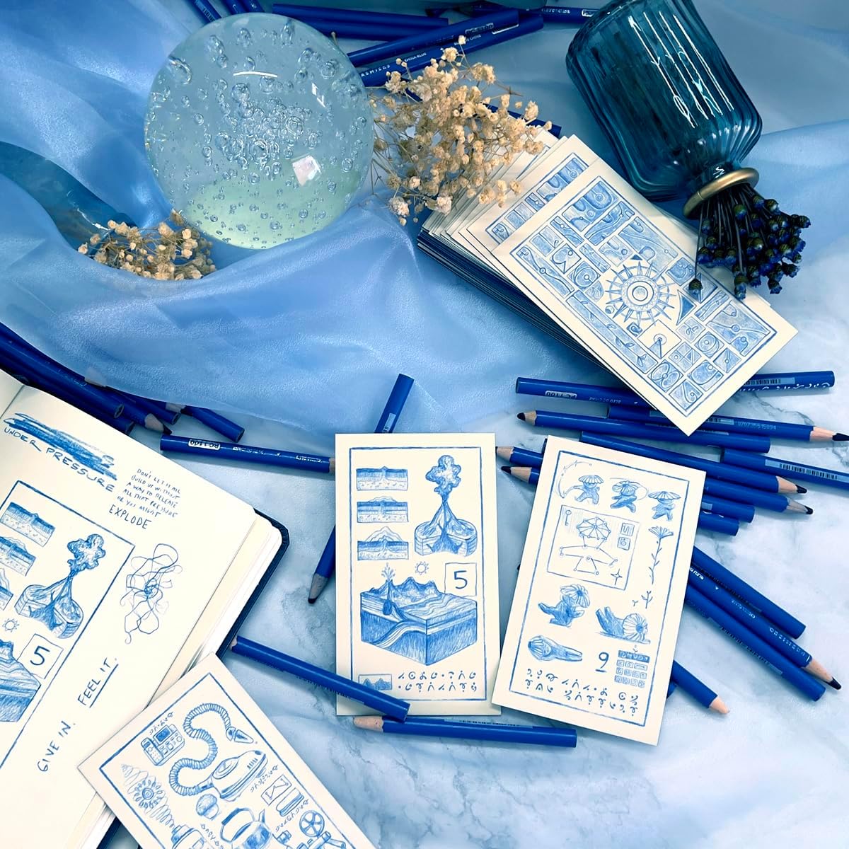 Prisma Visions The Cerulean Sequence Numerology Oracle Deck with hardcover Guidebook, Unique Hand-Drawn Style and Keepsake Box. Decode The Cipher and Uncover The Story Behind The Cards.