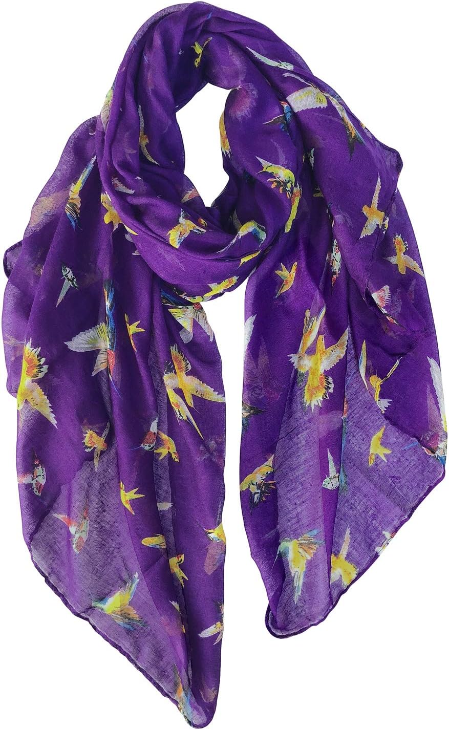 Scarfs for Women Lightweight Cotton Feel Scarves Floral Birds Print