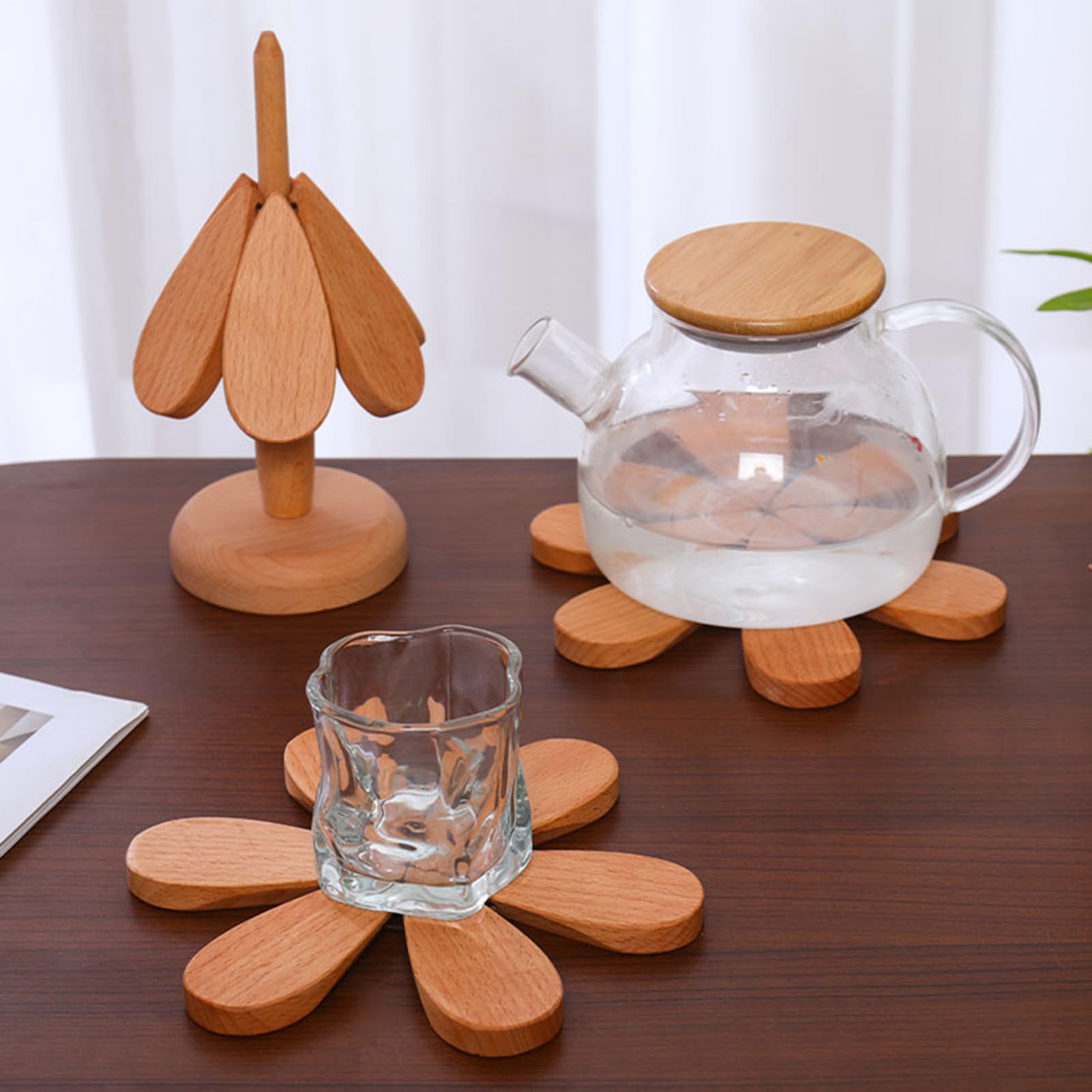 -Untersetzer-Set aus Holz, Untersetzer Hitzebeständige Pads