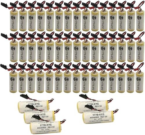Paquete de 50 baterías de litio de repuesto 3V 1770-XYC 1800mAh con enchufe negro para Allen Bradley PLC 1770-XYCA 1770-XYB 1756-BA1