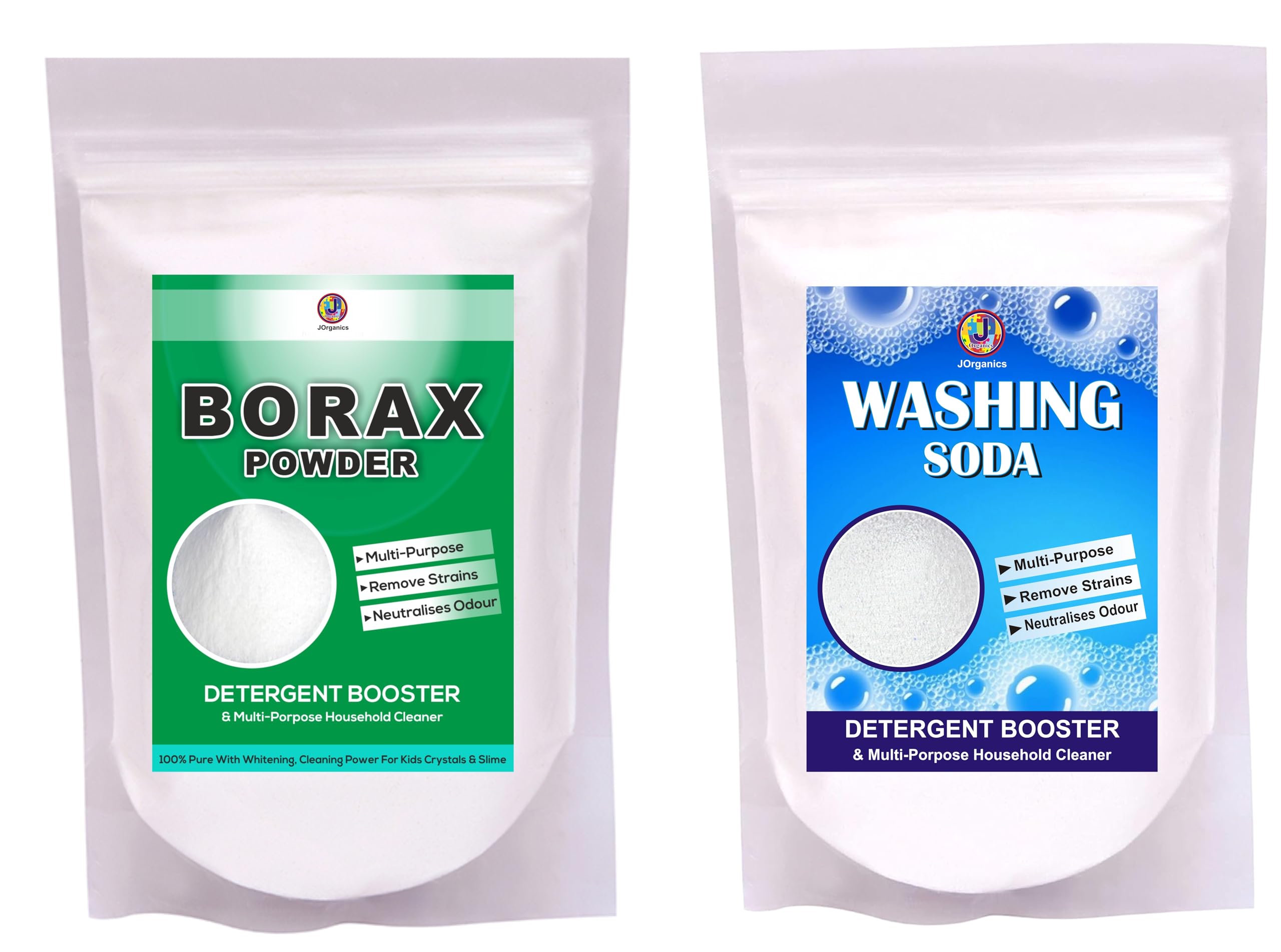 J Organics Laundry Detergent Combo - Washing Soda And Borax Powder - 400Gram Each