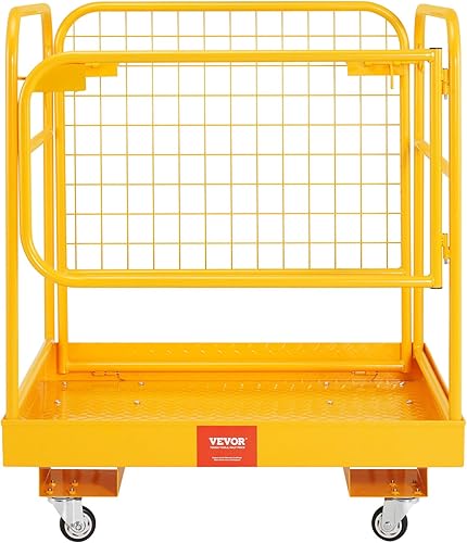 Miniatura 10 de VEVOR Jaula de seguridad para carretilla elevadora, plataforma de trabajo plegable de 36 x 36 pulgadas de capacidad de carga de 1200 libras con