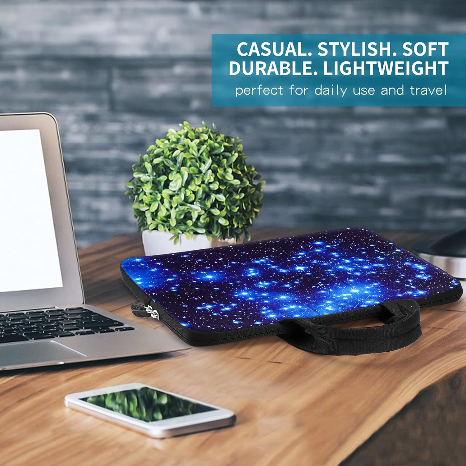 iColor Starry Ultra-Portable Neoprene Carrying Protective Case Sleeve Briefcase Pouch Bag Tote with Handle Fits 11.6 12 12.1 12.2 Inch Netbook/Laptop (IHB12-003) 11.6" ~ 12.1" IHB12-03