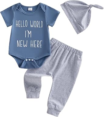 Baby Boy Outfit Newborn Little Brother 3 6 9 12 18M Romper Infant Letter Print Onesie+ Pants+Hat 3PCS Clothes