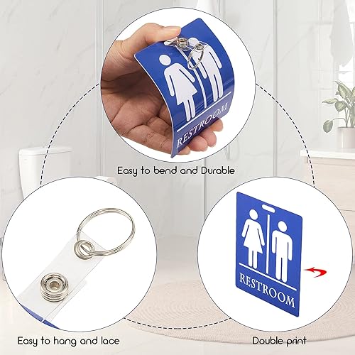 Miniatura 3 de 12 llaveros unisex para pases de baño, etiqueta de baño con llavero, pases grandes para aula, oficina, restaurante, inodoro, gasolinera