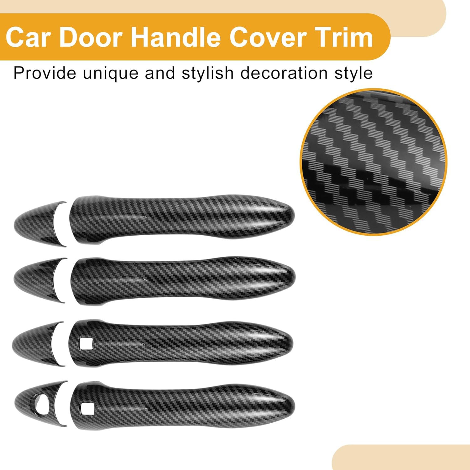 Smart Car Door Handle Cover Trim - Car Side Door Handle Cover - for Kia Optima K5 2011-2015 Carbon Fiber Black - 1 Set
