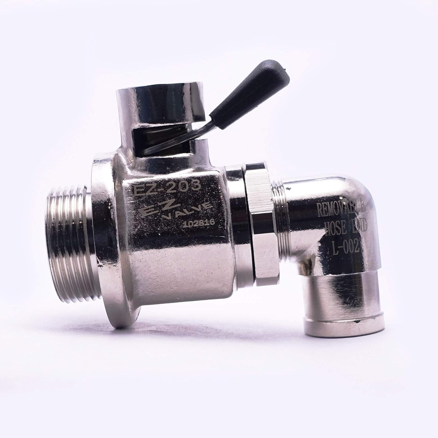 EZ Oil Drain Valve EZ-203(1"-18 UNF) with Removable L-Shape Hose End(L-002) Combo