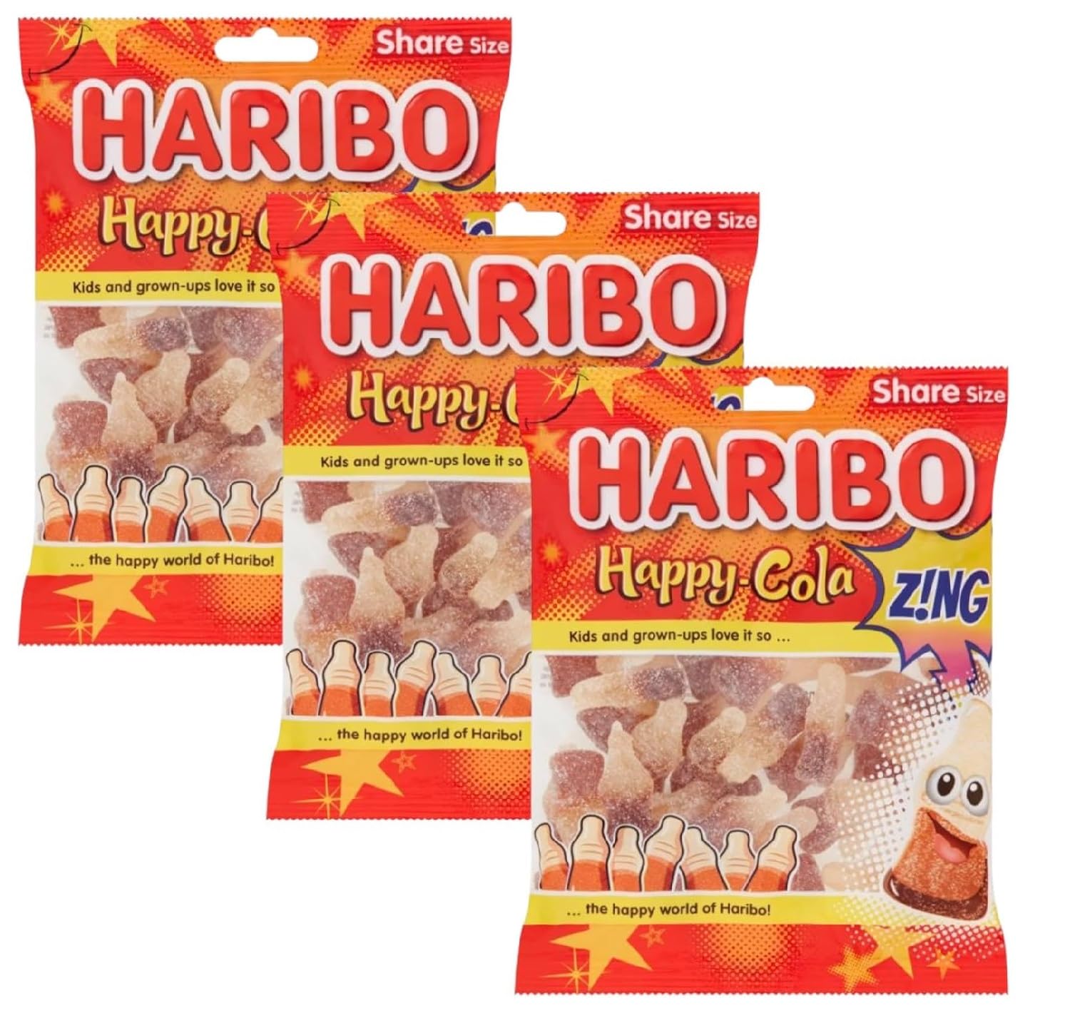 Amazon.com : Haribo Happy Cola Zing Share Size Bag Pouch 140g