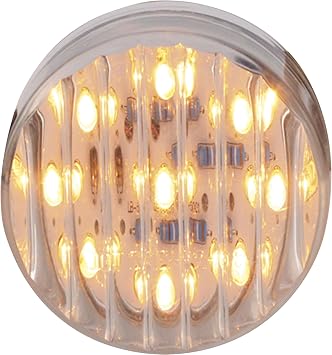 Trux Accessories Ribbed LED Marker Light - 2in. Round, 9 Diodes, Clear Amber, Model Number TLED-2TA