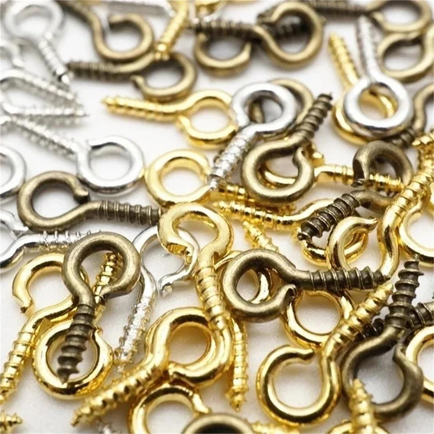 Keychain Screw 300pcs Mini Screw Eye Pins Metal Eyepins Hooks Eyelets Screw Threaded Pendant Clasps Jewelry Findings for Making DIY 8/10mm(Gold,10x5mm)
