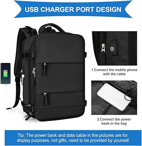 Miniatura 49 de coowoz Mochila de viaje grande para mujeres y hombres,Mochila de transporte,Mochila de senderismo impermeable para deportes al aire libre, Azul, 45