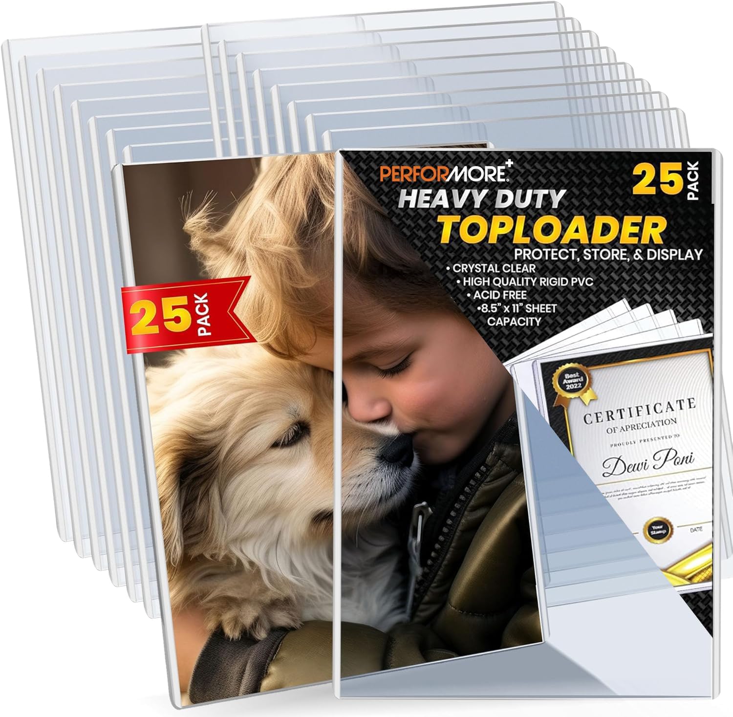25 Pack 8.5 x 11 Rigid Print Protectors, Heavy Duty Page Protectors | Hard Plastic PVC, Clear Top Loaders, Acid Free Archival Safe, Waterproof, Document Protectors, Birth Certificate Holder