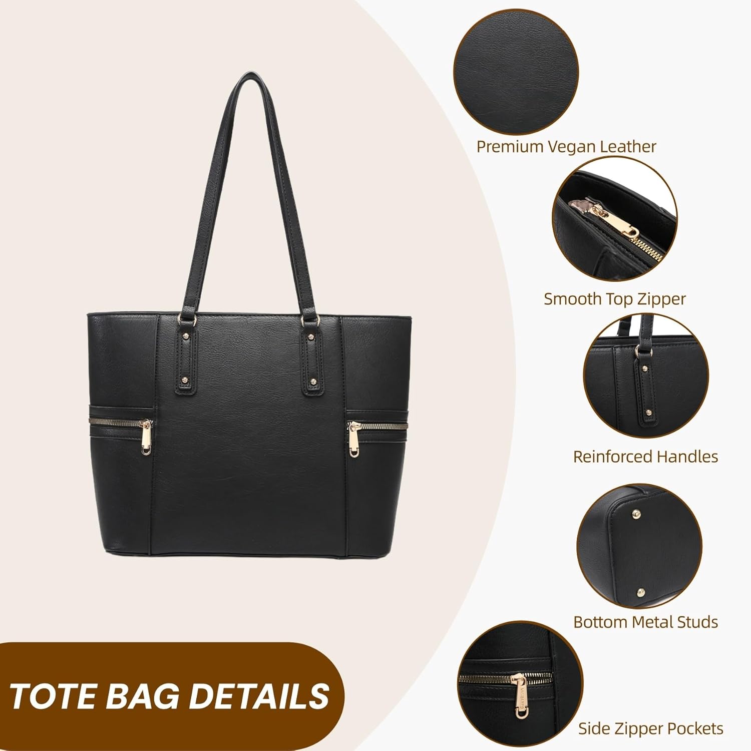 Purses and Handbags for Women Tote Bag Shoulder Bag Top Handle Satchel Purse Set with Wallet Large Work Tote 3pcs - Image 6