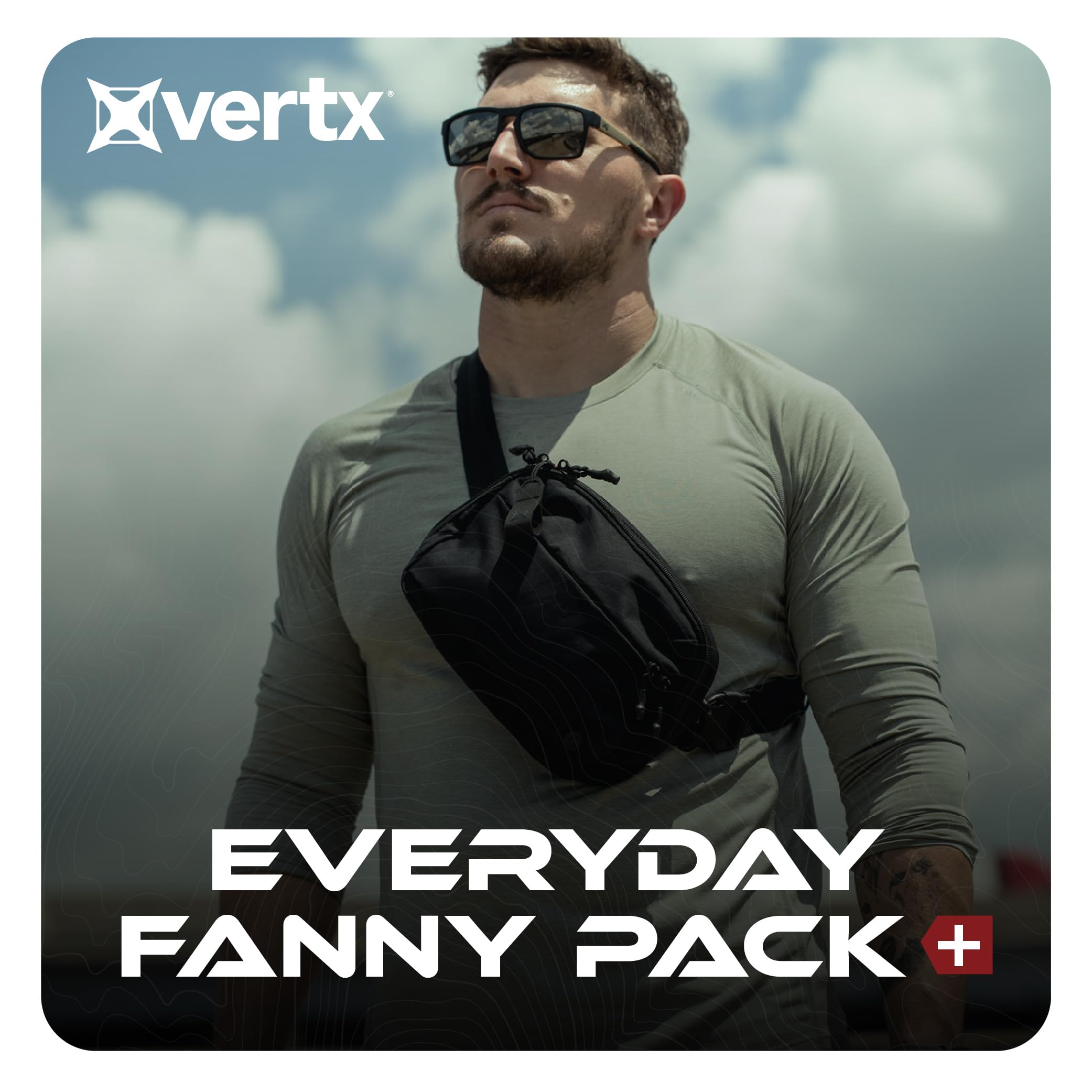 Vertx Bauchtasche für den täglichen Gebrauch + vielseitige Hüfttasche für Reisen, Outdoor-Aktivitäten, verstellbarer Gurt, leicht, mehrere Taschen, Schwarz – Einheitsgröße