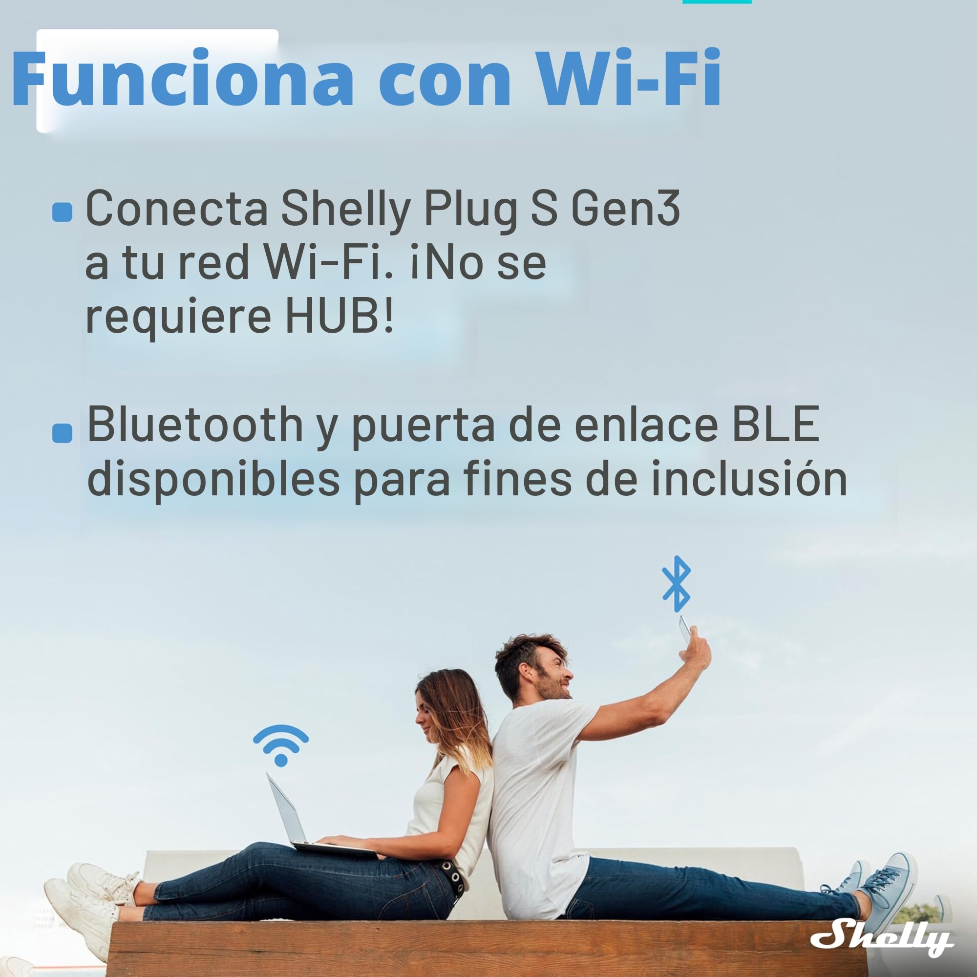Shelly Plug S MTR Gen3- Blanco, Enchufe Inteligente Wi-Fi con Matter, Con Medidor de Consumo y Indicador LED, Control Remoto por App y por Voz, Alexa, Google Home,SmartThings