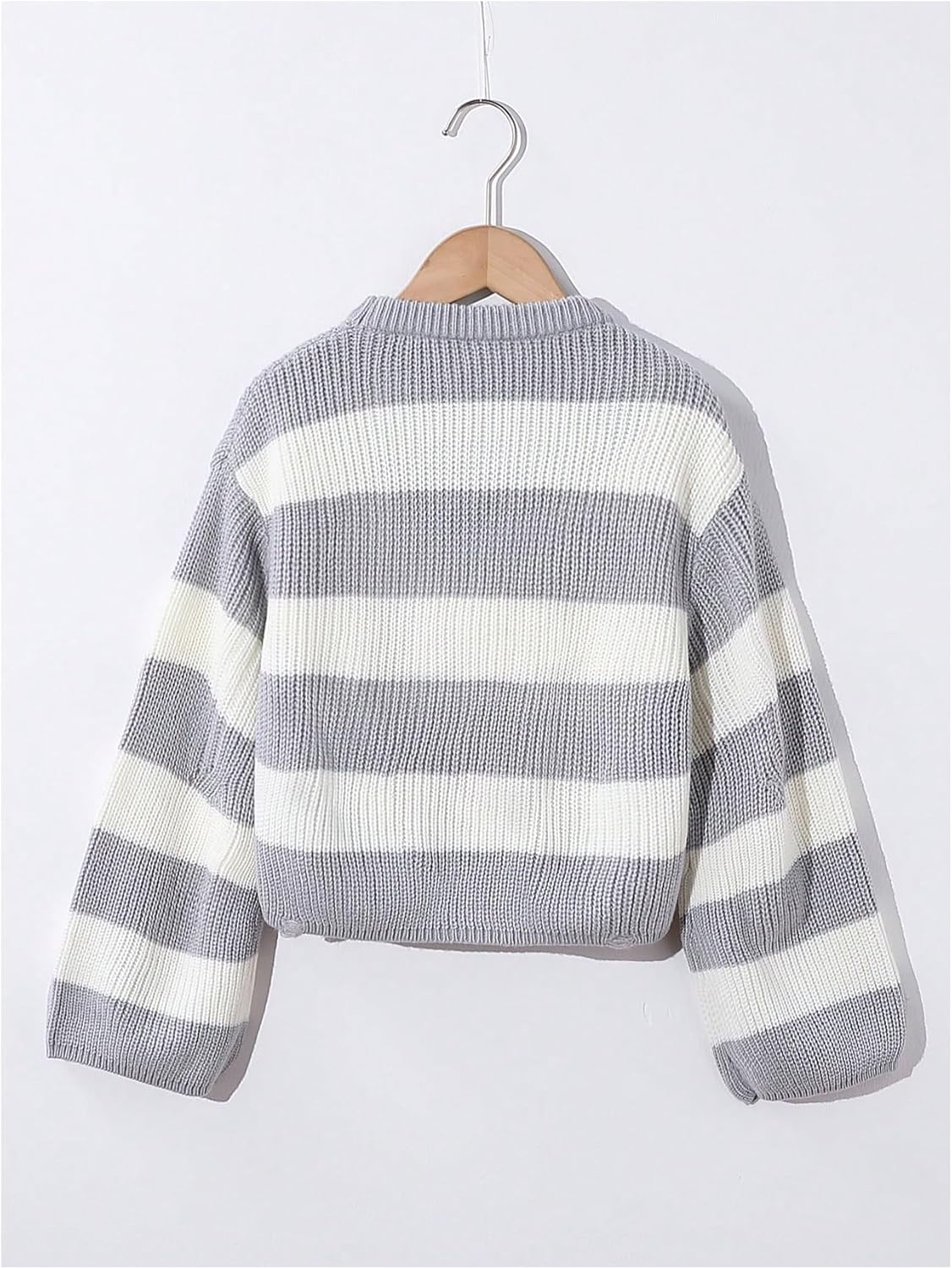 GORGLITTER Girl's Striped Sweaters Knit Long Sleeve Crewneck Color Block Sweater Jumper - Image 2