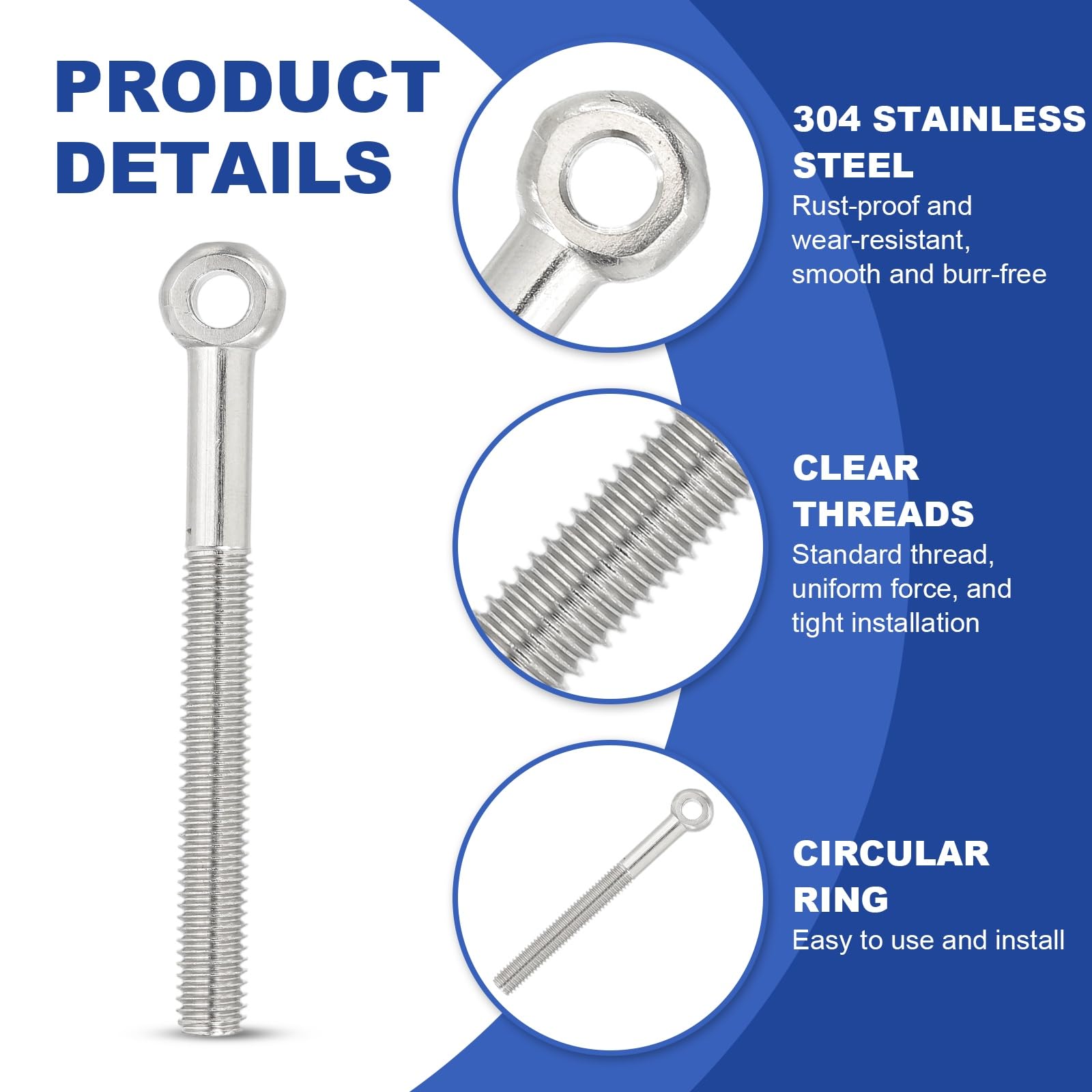 PATIKIL M8x86mm Lifting Shoulder Eye Bolts - Image 3