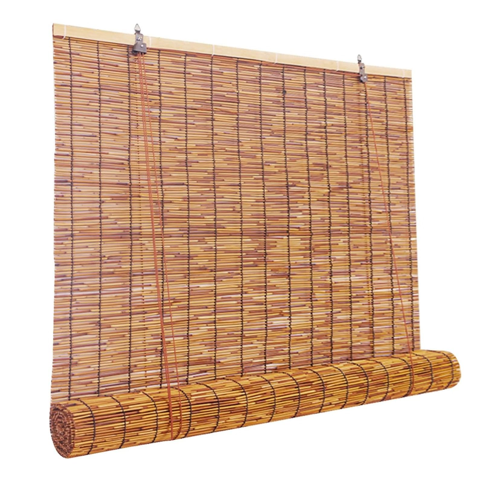 1m Bambusrollos Außen/Innen Bambus Jalousie 1.2m 1.5m Fenster Sichtschutz Wasserdicht Bambus Rollo 1.4m 1.3m Breite Schilfrohrvorhang(165W x 170L cm)
