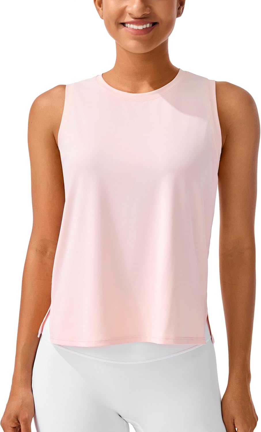 JOYSPELS Ice Silk Crop Workout Tank Tops for Women Cool-Dry Sleeveless Loose Fit Yoga Shirts