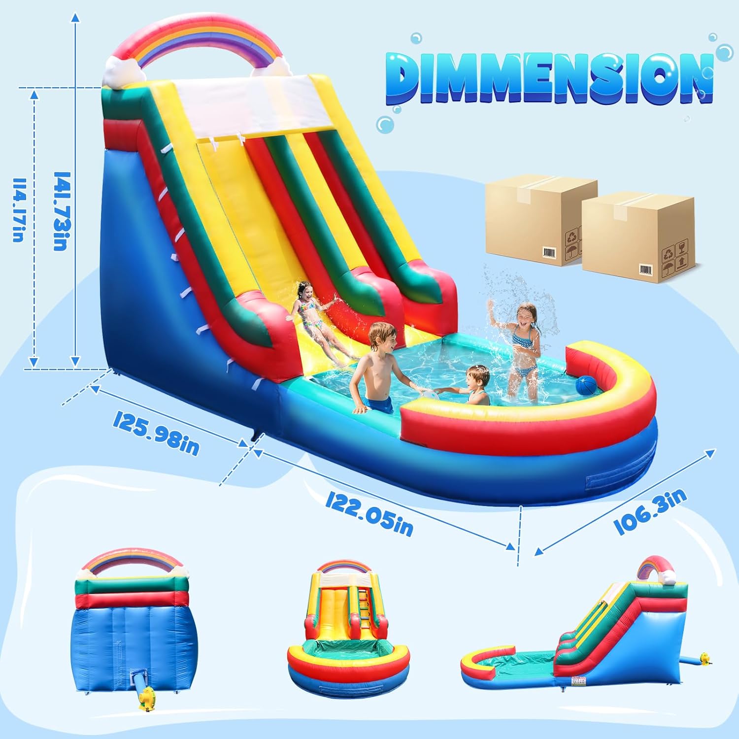 Giant Commercial Inflatable Grade Water Slide Swimming Pool, 100% PVC Big Waterslide with Blower, Airtight Water Pool, 21x9x12FT, Wet Dry Use, Summer Fun Colorful