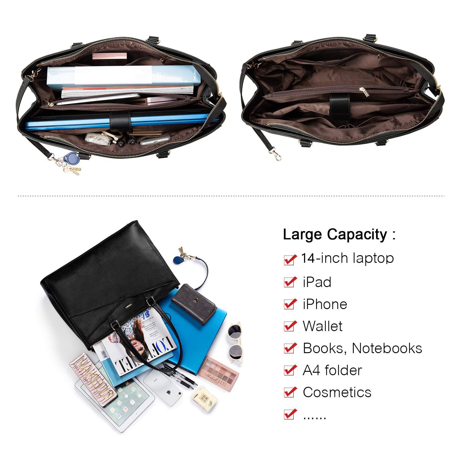 LOVEVOOK Borsa Donna Grande, Borsa Università Borsa Lavoro Borsa Porta PC, Impermeabile Borsa Ufficio Tote Bag Borse a Tracolla Spalla per Business Scuola Shopper