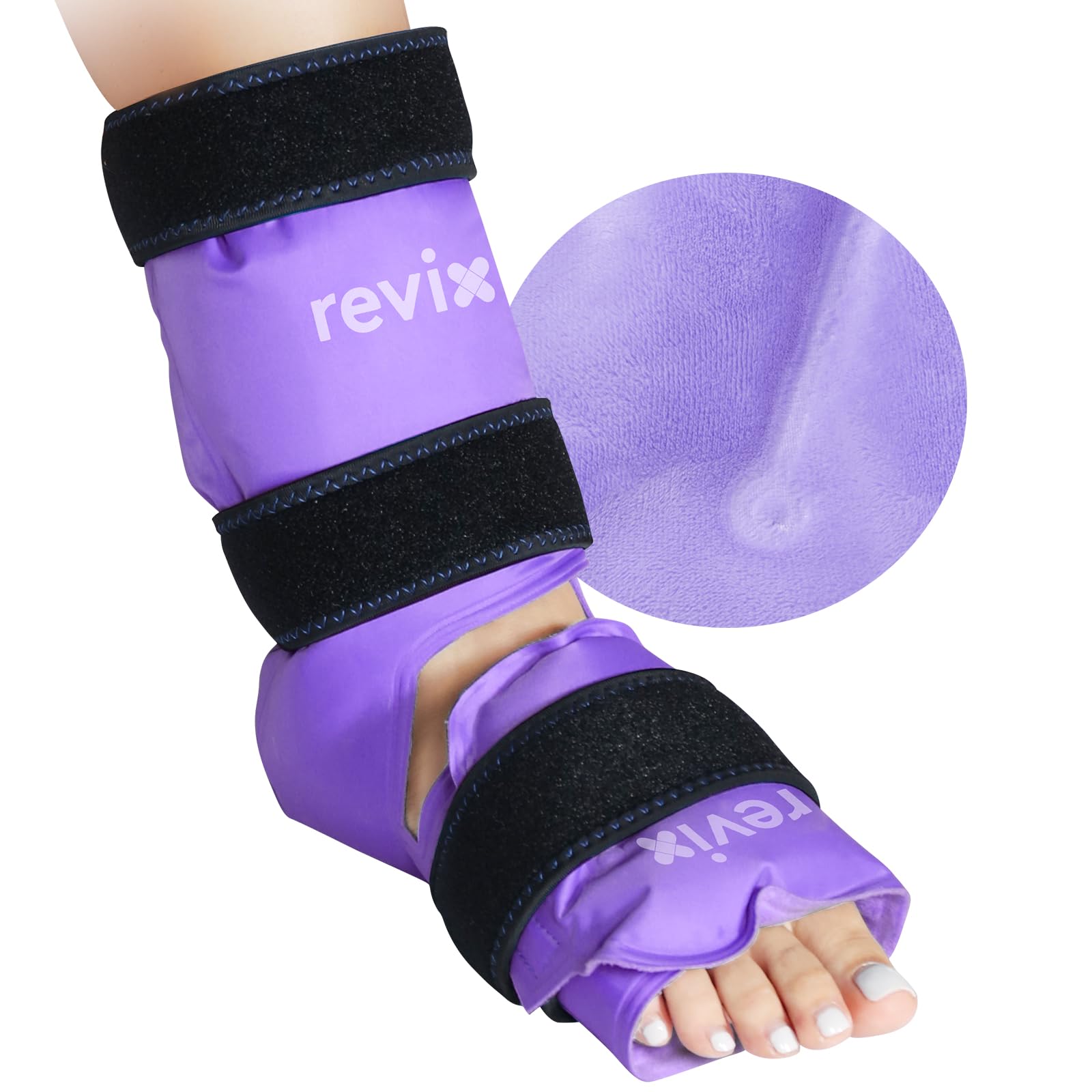 REVIX Ankle Ice Pack Wrap Reusable Gel Foot Cold Pack for Post-Workout Recovery, Gel Ice Wrap for Plantar Relaxation, Promoting Ankle Flexibility, Purple