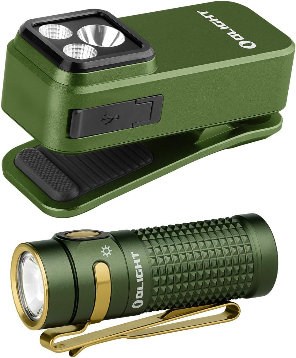 OLIGHT Oclip Pro EDC Flashlight Clip-on Rechargeable 500 Lumens Bundle Baton4 LED Pocket Light 1300 LMS