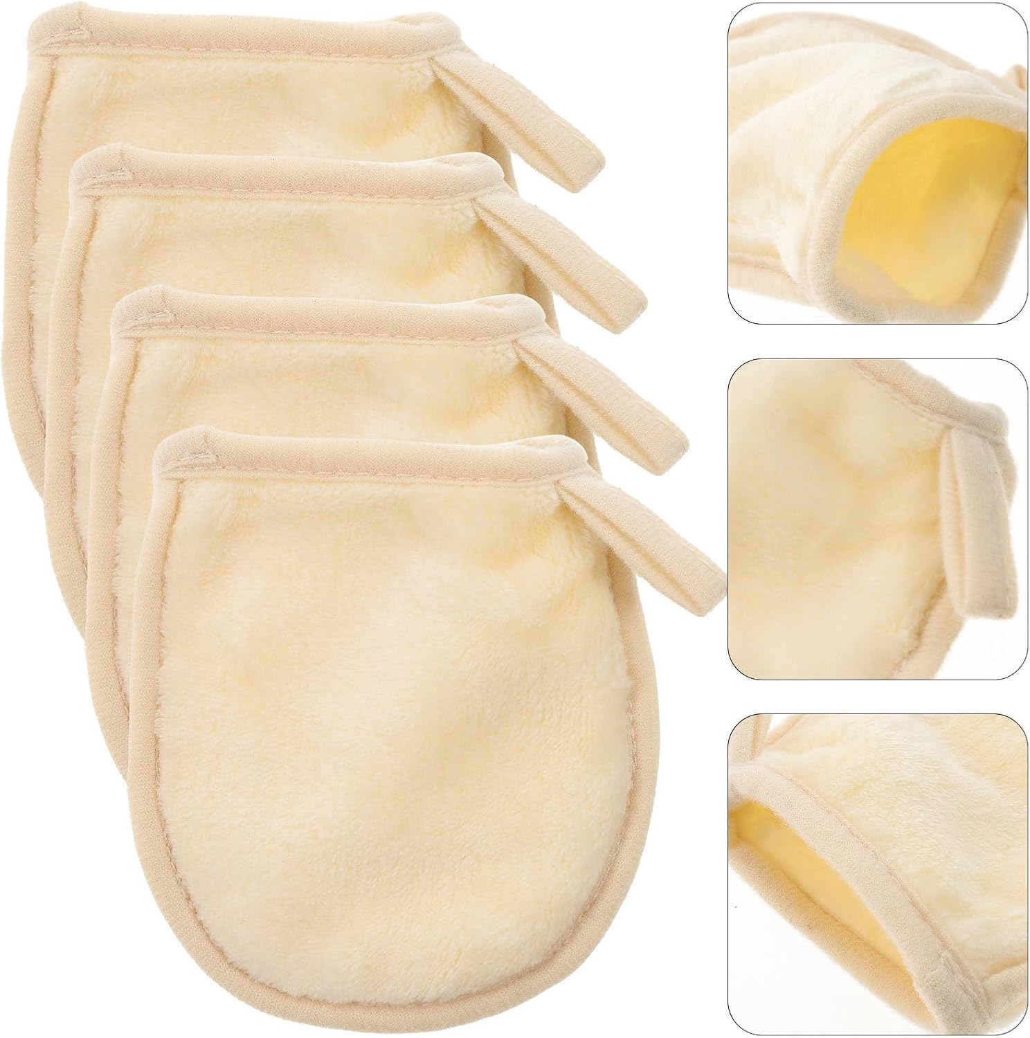 Face Cleansing Gloves 4 Pack Makeup Remover Gloves for Gentle Facial Cleaning Washable Reusable Makeup Removal Puff for Cosmetic Powder Application 5.11 X 3.34 X 0.19 in