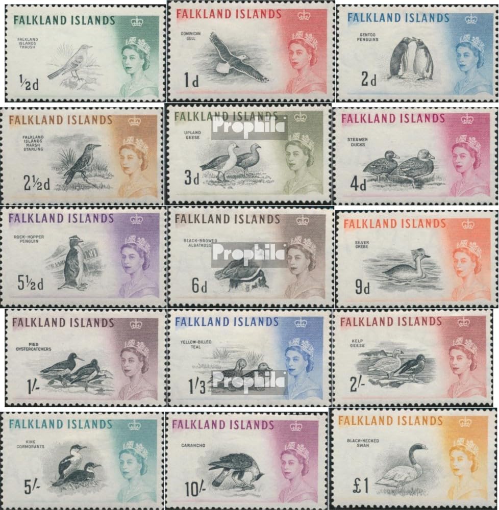 Falkland Islands 123-137 (Complete.Issue.) Volume 1960 completeett with Hinge 1960 Elizabeth (Stamps for Collectors) Birds