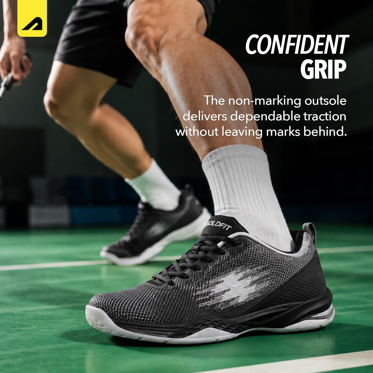 Boldfit Badminton Shoes for Man Lightweight Non Marking Shoes for Badminton Breathable Anti Skid Shoe for Man Shuttle Non Marking Indoor Shoes for Pickleball, Tennis, Padel Black 3