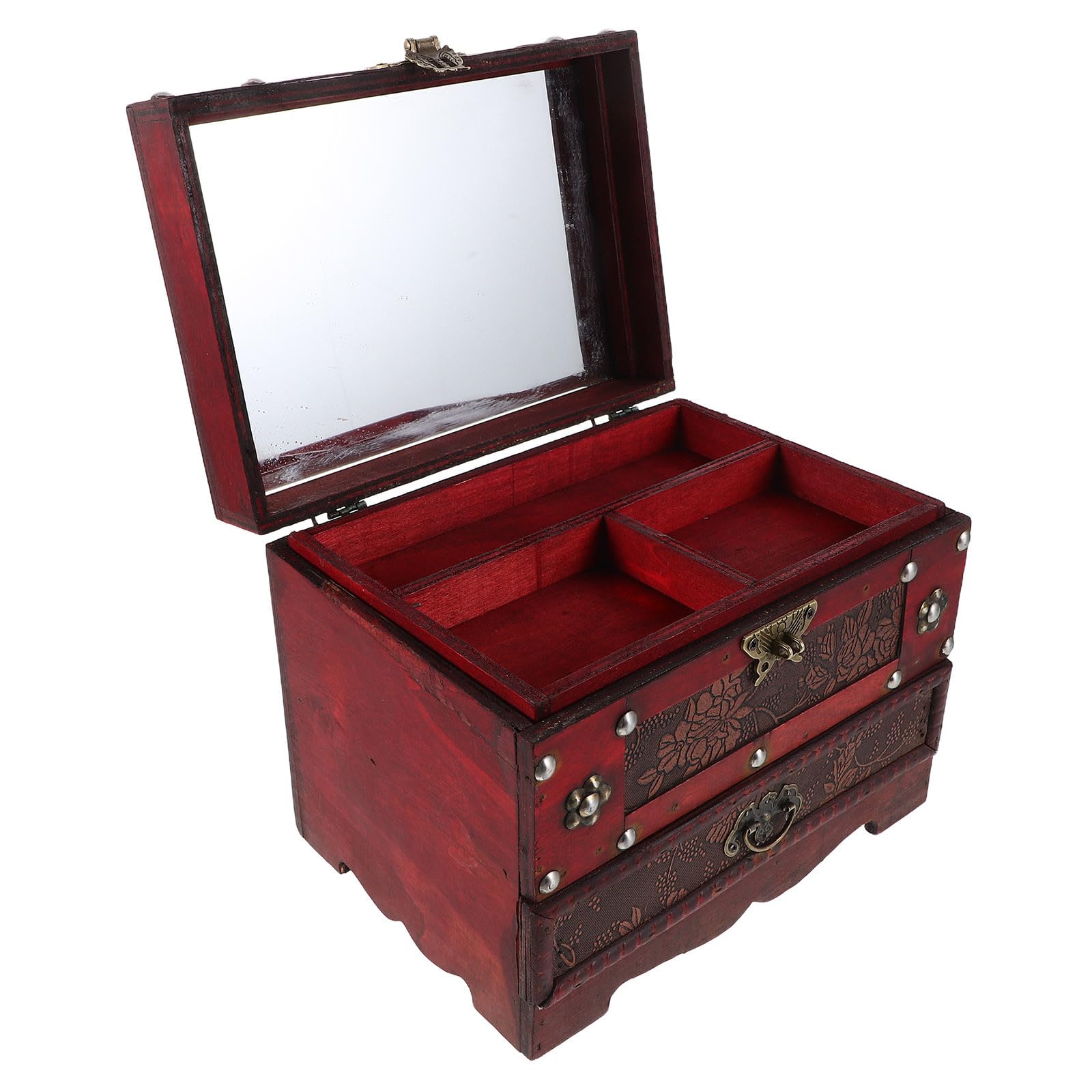 Healeved Vintage Schmuckkästchen mit Schloss Dekorative Aufbewahrungsbox im Klassischen Chinesischen Stil für Schreibtisch und Zuhause Organisiert Schmuck Sicher