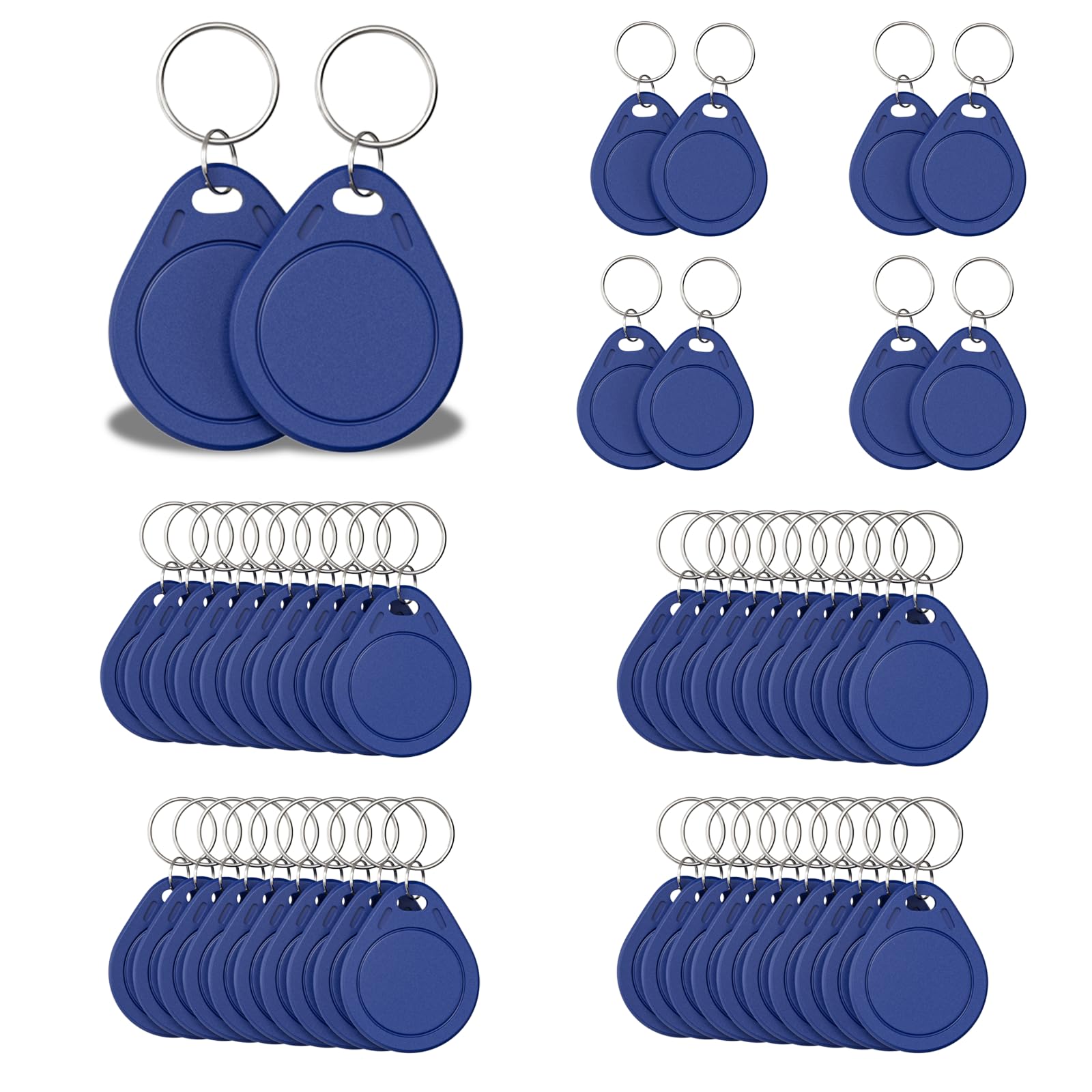Lot de 50 porte-clés RFID T5577 125 kHz inscriptibles T5577 pour cartes d'identification de proximité, jetons T5577 universels pour systèmes de contrôle d'accès sans clé et verrouillage de sécurité