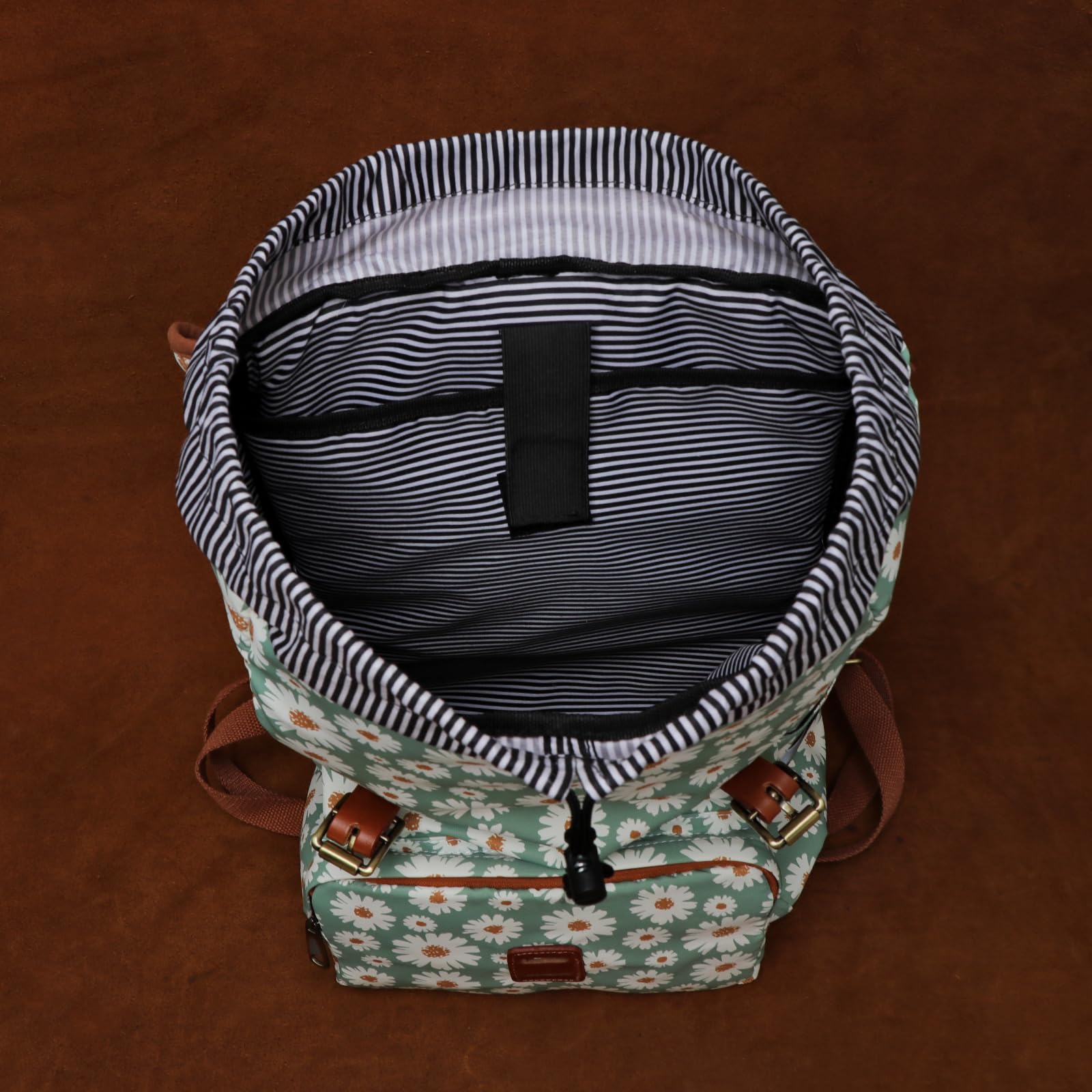 TOURBON Fahrradtasche Gepäckträgertasche Wasserdicht Segeltuch Radfahren Laptop Rucksack Sitz Schultertasche für Outdoor Reisen Schule (Blumenmuster)