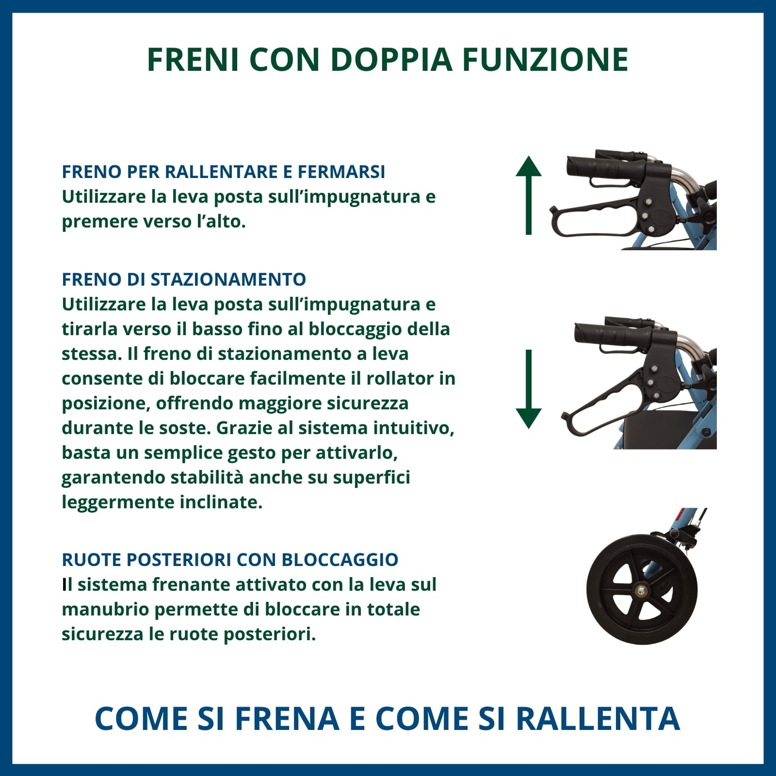 TERMIGEA RO23 Deambulatore per Anziani con Seduta Pieghevole in Alluminio Ultraleggero, Carrello per Anziani per Camminare con Sedile, Freni di Stazionamento e Altezza Impugnature Regolabile