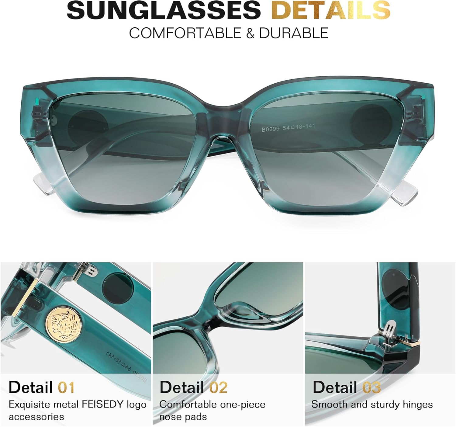 FEISEDY Women's Polarized Cat Eye Sunglasses - UV400 Protection, Trendy Design for Driving & Daily Wear B0299 - Image 4