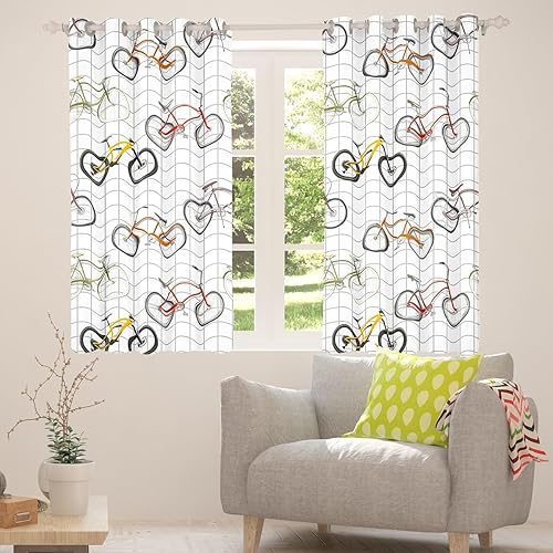 Miniatura 60 de Erosebridal Cortinas opacas de moda de los años 90, 30 % a 50 % para dormitorio, cortina de ventana con cinta de radio retro, tratamientos de Negro