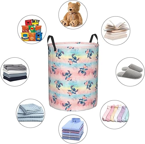 Miniatura 6 de Cesta circular de ropa sucia de dibujos animados lindo monstruo cesta de lavandería impermeable plegable bolsa de almacenamiento para el hogar baño