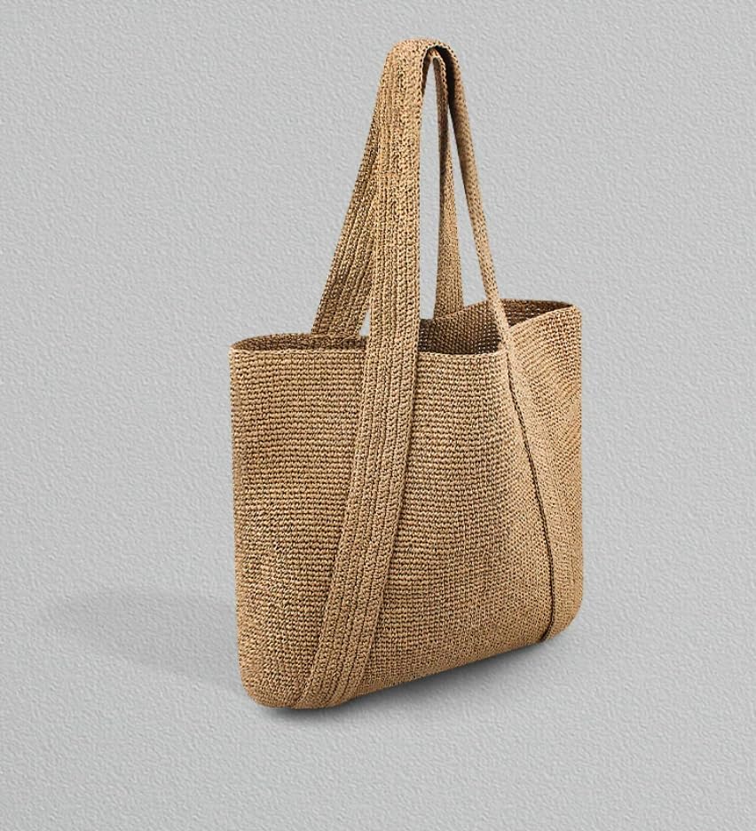 Bolso tote grande de tejido de paja para mujer miniatura 3