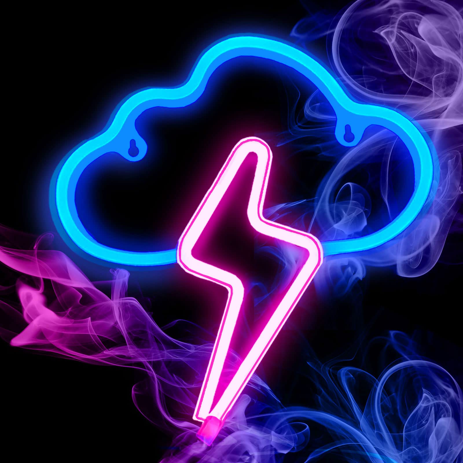 MULEVIP Nube di Fulmini Insegna al Neon Led,Lampada Nube Lightning,Segnaletica al con Nuvole e Fulmine,a Batteria o Tramite USB per Camera dei Bambini da Letto Natalizie Festa di Compleanno Regalo