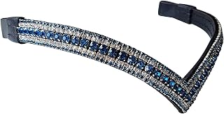 Cwell Equine Bling V Shape 5 Rows Diamante Turquoise Crystal Browband Dressage Black (Full 16 INCHES)